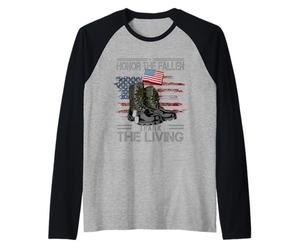 Drapeau américain Vintage Honor The Fallen Thank The Living Manche Raglan
