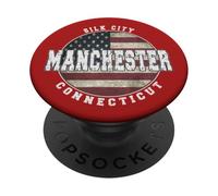 Drapeau américain Vintage Manchester Connecticut PopSockets PopGrip Adhésif