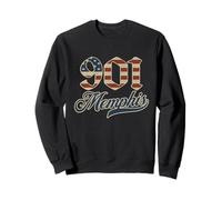 Drapeau américain Vintage Memphis 901 Code régional Patriot USA Sweatshirt