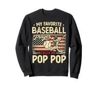 Drapeau américain Vintage My Favorite Baseball Player Calls Me Pop Pop Sweatshirt