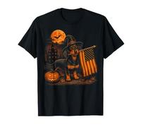 Drapeau américain Vintage pour Amoureux des Chiens Teckel Halloween T-Shirt