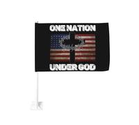 Drapeau américain vintage « Une nation sous Dieu » avec croix de Jésus-Christ, à clipser sur la vitre d'une voiture ou d'un camion. Décoration de protection solaire, bannière double face de 30 x 45 c