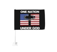 Drapeau américain vintage « Une nation sous Dieu » avec croix de Jésus-Christ, à clipser sur la vitre d'une voiture ou d'un camion. Décoration de protection solaire, bannière double face de 30 x 45 c