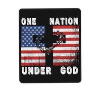 Drapeau Américain Vintage « Une Nation sous Dieu » avec Croix De Jésus-Christ Tapis De Souris Gaming Résistant À Usure Mouse Pad Durable Tapis De Souris pour Travail Voyage Ordinateur 25X30Cm