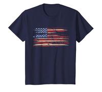 Drapeau américain Vintage usé, Style Graphique des États-Unis T-Shirt, Enfant, Bleu Marine, 12 Ans