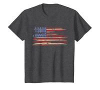 Drapeau américain Vintage usé, Style Graphique des États-Unis T-Shirt, Enfant, Chiné Foncé, 8 Ans