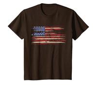Drapeau américain Vintage usé, Style Graphique des États-Unis T-Shirt, Enfant, Marron, 8 Ans