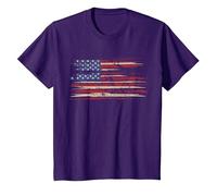 Drapeau américain Vintage usé, Style Graphique des États-Unis T-Shirt, Enfant, Violet, 2 Ans