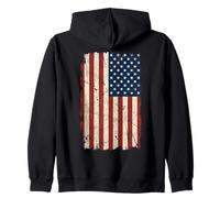 Drapeau américain Vintage Vieilli Vertical Patriotique Sweat à Capuche