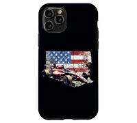 Drapeau américain vintage voiture de course automobile 4 juillet, course automobile Coque pour iPhone 11 Pro