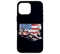 Drapeau américain vintage voiture de course automobile 4 juillet, course automobile Coque pour iPhone 16 Pro Max