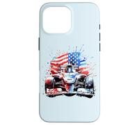 Drapeau américain vintage voiture de course automobile 4 juillet, course automobile Coque pour iPhone 16 Pro Max