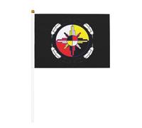 Drapeau amérindien à double face « Roue de médecine », 14 x 21 cm.