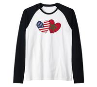 Drapeau Amérique Maroc Cœurs Américain Maroc Manche Raglan