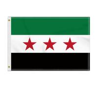 Drapeau amitié révolution syrienne de taille moyenne de 60×90 cm, 2×3FT bannières Ancienne Syrie moyennes de 150D décoration durable impression latérale doublée œillets en laiton moyen Flag
