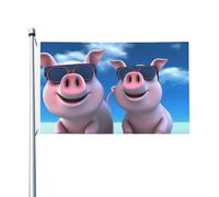 Drapeau amusant 3D cochons de 0,9 x 1,5 m double face avec œillets en laiton qui ne se décolore pas, bannière de vœux pour intérieur ou extérieur, décoration d'intérieur