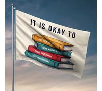 Drapeau amusant avec inscription « It's Okay To Ask For Help » pour les garçons, décoration d'intérieur amusante (60 x 90 cm)