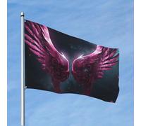 Drapeau amusant de 1,2 x 1,8 m avec belles ailes parmi les étoiles, drapeaux de vacances de jardin pour toutes les saisons, drapeau pour décoration de dortoir, fête en plein air