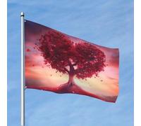 Drapeau amusant de 1,2 x 1,8 m - Beau cœur arbre d'amour - Drapeaux amusants pour toutes les saisons - Pour décoration de dortoir, fête en plein air