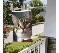 Drapeau amusant de 6,1 x 0,9 m pour l'extérieur - Drapeau de jardin avec chat curieux - Impression double face - Bannières de jardin pour la maison, la pelouse, la décoration d'intérieur/extérieur