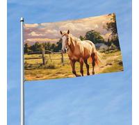 Drapeau amusant de 9,5 x 1,5 m avec cheval de ferme pour toutes les saisons pour décoration de dortoir, fête en plein air
