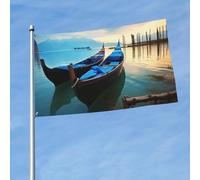 Drapeau amusant de 9,6 x 1,5 m avec image de paysage de bateau pour toutes les saisons pour décoration de dortoir, fête en plein air