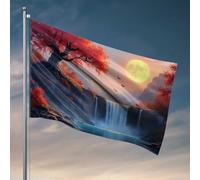 Drapeau amusant de décoration universitaire pleine lune sur l'automne cascade drapeau décoration d'intérieur pour hommes College Dorm drapeaux (30 x 45 cm)
