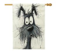 Drapeau amusant de maison de chien terrier écossais 71,1 x 101,6 cm pour l'extérieur, dessin animé cool amusant standard vertical en lin pour maison, animal de compagnie, devant cour arrière, drapeau