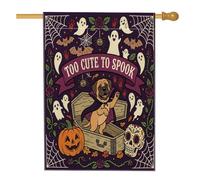 Drapeau amusant d'Halloween pour maison de chien mastiff 71,1 x 101,6 cm double face pour décoration extérieure, cercueil gothique, fantôme effrayant, drapeau de maison, drapeau effrayant pour