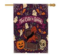 Drapeau amusant d'Halloween pour maison de chien Setter irlandais 71,1 x 101,6 cm double face pour décoration extérieure, cercueil gothique, fantôme effrayant, drapeau de maison, drapeau effrayant