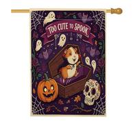 Drapeau amusant d'Halloween pour maison de cochon d'Inde, 71,1 x 101,6 cm, double face pour décoration extérieure, cercueil effrayant, fantôme gothique, fantôme, drapeau de maison, drapeau effrayant