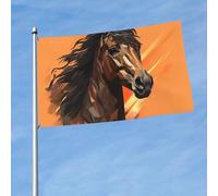 Drapeau amusant en forme de tête de cheval sur fond orange, 91 x 152 cm, drapeaux amusants pour toutes les saisons, drapeau pour décoration de dortoir, fête en plein air