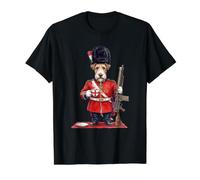 Drapeau Amusant Fox Terrier Chien London King's Guard Angleterre T-Shirt Graphique avec Valeur, Homme, Noir, S