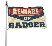 Drapeau amusant pour bar, méfiez-vous du blaireau, décoration de grotte pour les garçons (152 x 244 cm)