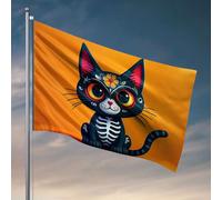 Drapeau amusant pour décoration de chambre, motif chat du jour des morts, décorations d'extérieur pour terrasse, accessoires de grotte (30 x 45 cm)