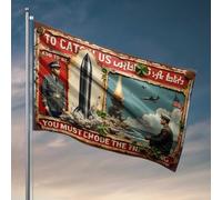 Drapeau amusant pour décoration de cuisine Warfare Warning : The Perils Of Underestimating Military Might Flag drapeaux amusants pour dortoir universitaire adolescents (60 x 90 cm)