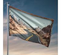 Drapeau amusant pour dortoir, chemin du désert menant aux sommets des montagnes, décorations de cour pour chambre d'adolescents garçons (120 x 180 cm)