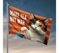 Drapeau amusant pour faire du thé, pas la guerre Drapeau de jardin Support Man Cave Furniture (60 x 90 cm)