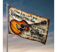 Drapeau amusant pour la chasse avec inscription « Man Cave » jouant de la guitare apporte le bonheur : un voyage musical de joie (152 x 244 cm)