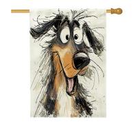 Drapeau amusant pour maison de chien Rough Collie 71,1 x 101,6 cm pour l'extérieur, motif dessin animé cool, drapeau vertical standard en lin pour maison, animal de compagnie, devant cour arrière