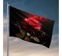 Drapeau amusant Une belle rose rouge avec détails complexes. Drapeau de jardin avec support pour homme, grotte (120 x 180 cm)