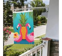 Drapeau ananas flamant rose, 61 x 91 cm, pour extérieur et intérieur, printemps, été, automne, hiver, drapeaux de jardin avec œillets verticaux double face pour décorations de cour