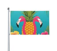 Drapeau ananas flamant rose, 9,6 x 1,5 m, drapeau de jardin avec œillets pour printemps, été, automne, hiver, saisons - Bannière double face pour décorations de cour