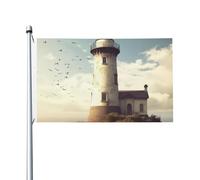 Drapeau ancien phare de 0,9 x 1,5 m avec œillets pour printemps, été, automne, hiver, extérieur, intérieur, jardin, bannière double face pour décorations de cour