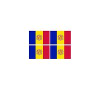 Drapeau Andorre - 4 Stickers - 9.5 X 6.3 Cm - Sticker/Autocollant