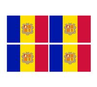 Drapeau Andorre - 4 Stickers - 9.5 X 6.3 Cm - Sticker/Autocollant