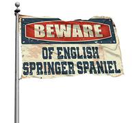 Drapeau anglais « Beware of English Springer Spaniel » - Décoration amusante pour bar, printemps, jardin (30 x 45 cm)