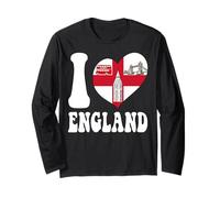 Drapeau Anglais « I Love London England » en Forme de cœur pour Papa, Maman, Tante Manche Longue