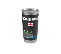 Drapeau anglais souvenir de voyage pour amoureux des macareux Gobelet isotherme en acier inoxydable double paroi