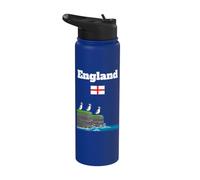 Drapeau anglais souvenir de voyage pour amoureux des macareux Stainless Steel Insulated Water Bottle